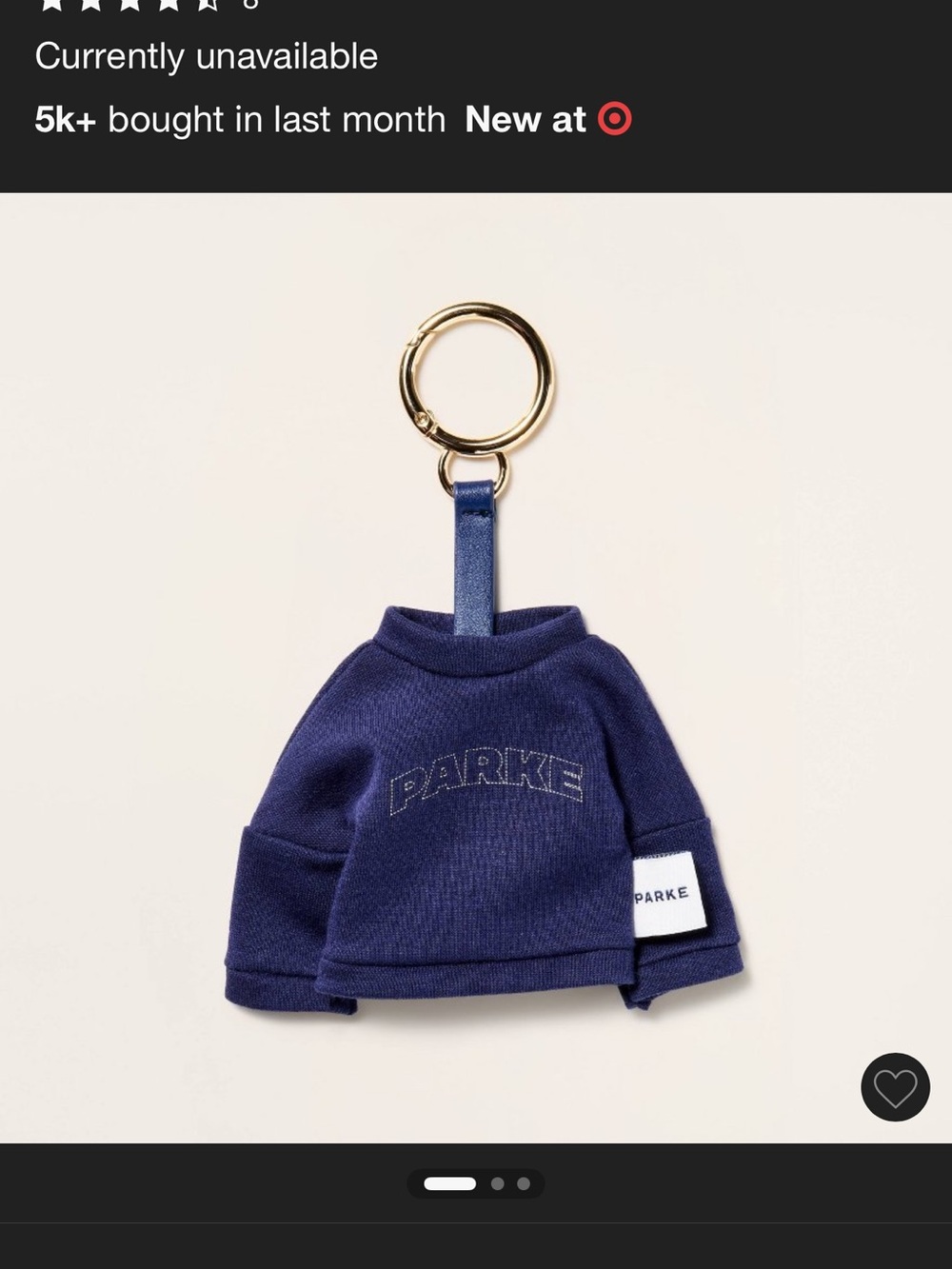 Parke Navy  target colab Sweatshirt Keychain - Cute Mini Accessory NEW!!